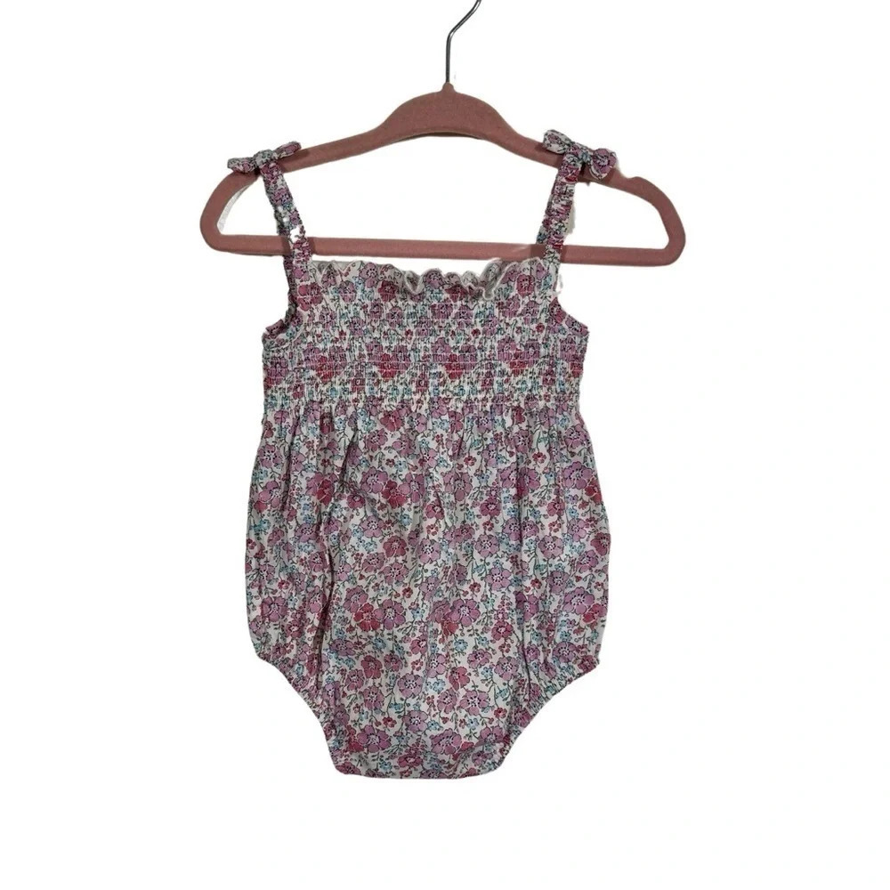 Cyrillus Pink Floral Smocked Baby One-Piece